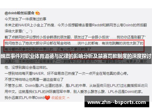 魏震事件对职业体育道德与纪律的影响分析及禁赛罚款制度的深度探讨